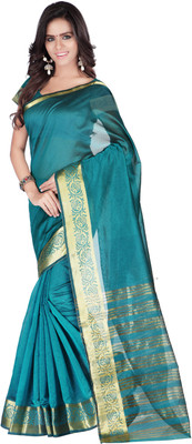 

Weavedeal Solid Banarasi Chanderi Saree(Purple), Light green