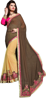 

Khushali Self Design, Embroidered, Embellished Fashion Georgette, Jacquard Saree(Brown, Beige, Pink, Beige;brown;pink