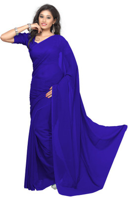 

Surupta Solid Fashion Georgette Saree(Blue), Royal blue