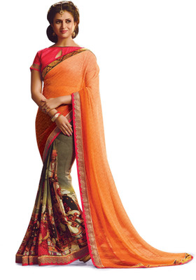 

Ridham Sarees Printed Bollywood Georgette Saree(Multicolor)