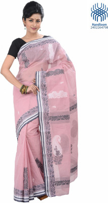 

Tantuja Self Design Tangail Handloom Cotton Saree(Pink), Light pink