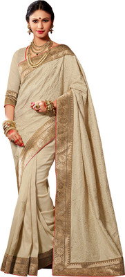

Brijraj Embroidered Fashion Silk Saree(Beige), Off white