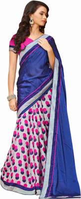 

Jiya Self Design Fashion Georgette, Satin, Chiffon Saree(Blue, White, Multicolor), Blue;multicolor;white