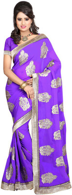 

Ansu Fashion Embroidered Fashion Georgette Saree(Blue)