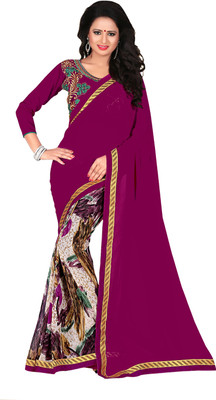

Khushali Self Design, Embroidered Fashion Georgette Saree(Purple, Multicolor), Multicolor;purple