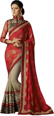 

Desi Butik Self Design Fashion Crepe Saree(Pink)