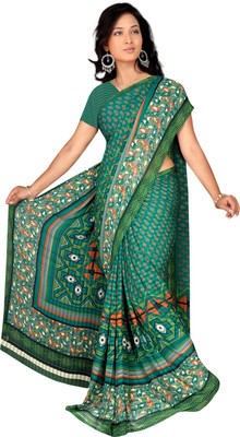 

Khushali Self Design, Printed Fashion Georgette Saree(Green, Multicolor)