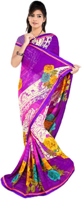 

Party Wear Dresses Printed Fashion Georgette Saree(Purple)