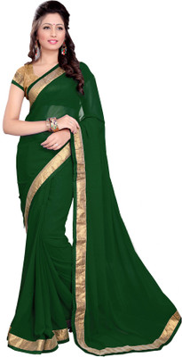 

Sourbh Sarees Self Design, Solid, Printed Fashion Georgette Saree(Green