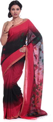 

Adaab Self Design Daily Wear Handloom Silk Saree(Red), Black;red