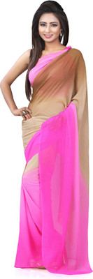 

Parisha Solid Fashion Georgette Saree(Beige, Pink)