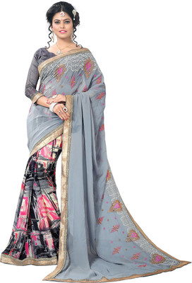 

Lovelylook Embroidered Daily Wear Georgette Saree(Grey, Multicolor)