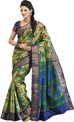 

Roopkala Silks Printed Fashion Dupion Silk Saree(Dark Green)