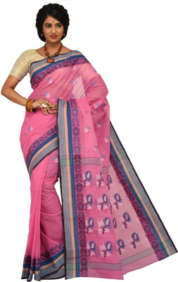 

Sangam Kolkata Embellished Fashion Handloom Cotton Saree(Pink)