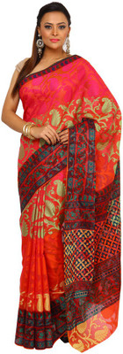 

Kataan Bazaar Woven Banarasi Handloom Cotton Saree(Orange)