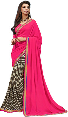 

Khushali Self Design, Embellished Fashion Georgette Saree(Pink, Beige, Brown), Beige;brown;pink