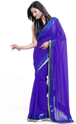 

Aksh Fashion Embroidered Fashion Handloom Chiffon Saree(Purple)