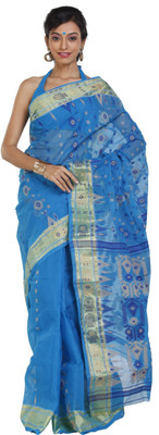 

Sanrocks Global Fashions Printed Tant Cotton Saree(Blue)