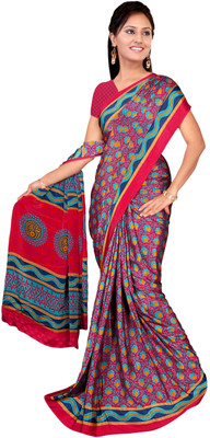 

Vardan Prints Printed Bollywood Crepe Saree(Pink, Red)