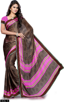 

Hi-Choice Printed Fashion Satin Saree(Brown)