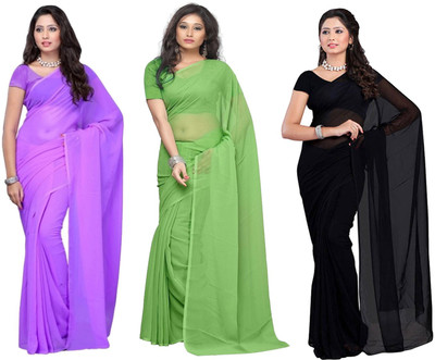 

Multi Retail Solid Bollywood Georgette Saree(Pack of 3, Multicolor)