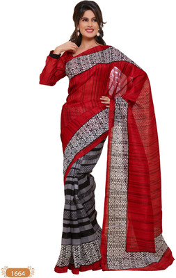 

Hi-Choice Checkered Daily Wear Art Silk Saree(Black, Red)