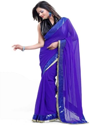 

Aksh Fashion Self Design Bollywood Handloom Chiffon Saree(Blue)