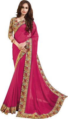 

Nandika Fashion Printed Fashion Georgette Saree(Pink)
