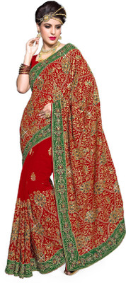 

Sourbh Sarees Embroidered Fashion Georgette Saree(Red)