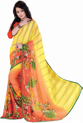Ridham Sarees Printed Daily Wear Handloom Chiffon Saree(Multicolor)