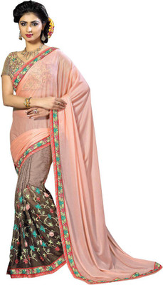 

Saara Floral Print Fashion Lycra Saree(Pink, Brown), Dusty pink and brown