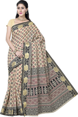 

Rani Saahiba Printed Gadwal Polycotton Saree(Beige), Chiku