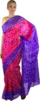 

Jaipur Kurti Printed Bandhani Art Silk Saree(Pink)