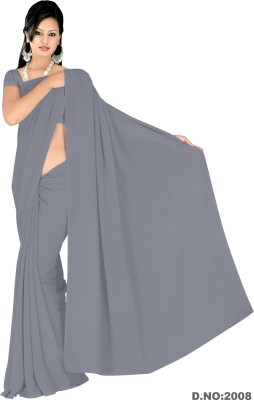 Vardan PRINTS Solid/Plain Bollywood Chiffon Saree(Grey)