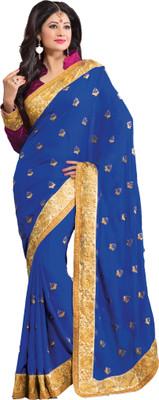 

M.S.Retail Self Design Fashion Satin Saree(Dark Blue, Gold), Royal blue