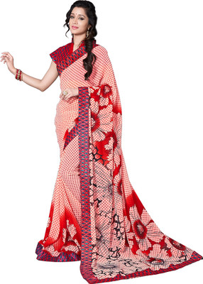 

Jiya Self Design, Printed Fashion Georgette Saree(Pink, Red, Blue), Blue;pink;red