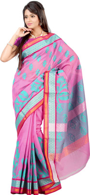 

Mimosa Woven Banarasi Handloom Cotton Saree(Pink)