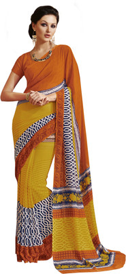 

Khushali Self Design, Printed Fashion Georgette Saree(Orange, Multicolor), Multicolor;orange