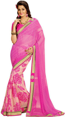 

Desi Look Floral Print Fashion Georgette Saree(Pink)
