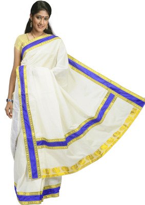 

Fashionkiosks Self Design Balarampuram Handloom Cotton Saree(Multicolor), Cream