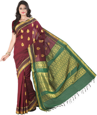 

Ishin Self Design Fashion Cotton Saree(Red)