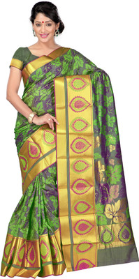 

Varkala Silk Sarees Woven Kanjivaram Silk Saree(Light Green), Pestal green