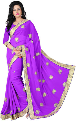 

Vishakha Fashion Solid Fashion Georgette Saree(Purple)