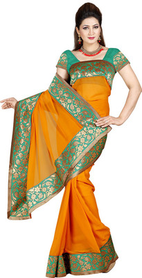 

Ishin Embroidered Fashion Chiffon Saree(Orange), Rust