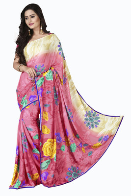 

Parisha Self Design, Printed, Embellished Fashion Georgette Saree(Pink, Multicolor), Beige;multicolor;pink