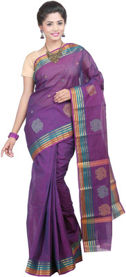

Goodway Striped Madurai Cotton Saree(Purple)