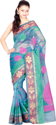 

Chandrakala Self Design Banarasi Cotton Saree(Blue)
