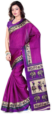 

Cenizas Printed, Animal Print Fashion Art Silk Saree(Multicolor), Purple