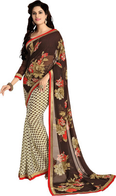 

Saara Printed Fashion Georgette Saree(Brown, Beige)