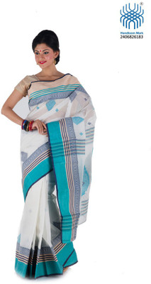 

Tantuja Woven Tangail Handloom Cotton Saree(White)
